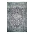 Tapis plat vintage motif classique effet usé gris et vert 200x300