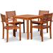 5-Piece Eucalyptus Dining Set, Square Dining Patio Furniture Sets, Slat Back Chairs, Balcony Furniture Set, Patio Bistro Sets