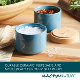 Rachael Ray Ceramic Stacking Spice Box Set with Lid, 3-Piece, Agave Blue
