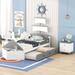 3-Pieces Bedroom Sets,Twin Size Boat-Shaped Platform Bed with Trundle and Two Nightstands