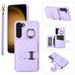 for Samsung Galaxy S23 Detachable Shoulder Strap Wallet Case with Card Slots & 360-degree Rotation Stand Ring Flip Premium PU Leather Protective Cover Lanyard for Women Girls Purple