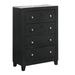 Yoh 47 Inch Tall 4 Drawer Dresser Chest with Marble Top, Metal Knobs, Black