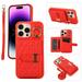 Compatible with iPhone 14 Pro Wallet Case Crossbody PU Leather Detachable Adjustable Strap Wristlet with Card Holder Magnetic Clasp Kickstand Finger Ring Case for iPhone 14 Pro Red