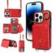 Compatible with iPhone 14 Pro Max 6.7 inch Wallet Cover with Crossbody Shoulder Strap and Stand PU Leather Credit Card Holder Cell Accessories Phone Cover for iPhone 14 Pro Max - Red