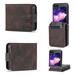 Elepower for Galaxy Z Flip 5 (6.7 2023) Case Wallet PU Leather TPU Shockproof Shell with Card Slots Magnetic Clasp Retro Wear-resistant Business Stand Cover Brown