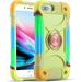 Compatible with iPhone 6 Plus/6S Plus Case iPhone 7 Plus case/iPhone 8 Plus Case 5.5 Inch with Ring Stand Heavy-Duty Military Grade Shockproof Phone Cover. (Rainbow Green)