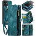 iPhone 11 Leather Detachable Wallet Zipper Case with 8 Card Slots Holder Magnetic case for iPhone 11 Flip Wallet Handle Wrist Strap Shockproof Pocket Handbag for Man Woman Green