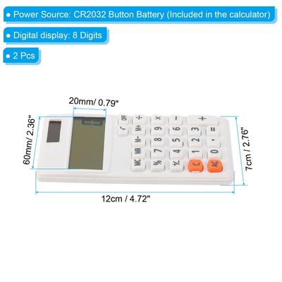 Desktop Calculator, 2 Pcs 8 Digit LCD Display Battery Power Calculator