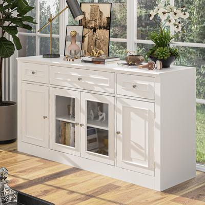 104.3"x82.3" Complete Entertainment Wall Unit White TV Stand Display