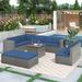 9 Piece Patio Furniture Set Rattan Sectional Seating Group, All-weather Outdoor Conversation Furniture for Porch, Backyard
