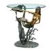 Bronze Finish Mermaid And Sea Turtles Glass Top End Table - 22 X 22 X 22 inches