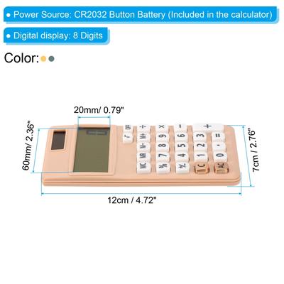 Desktop Calculator, 2 Pcs 8 Digit LCD Battery Power Calculator, Green Yellow - Green, Yellow