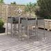 vidaXL 5 Piece Patio Bar Set with Cushions Gray Poly Rattan - 19.7" x 18.9" x 39.4"