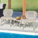 All Weather Hollow Design 3pcs Retro Patio Table Chair Set Outdoor Conversation Bistro Set, Sunbathing Chair Set for Pool, Deck