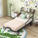 Car-Shaped Metal Car Bed Platform Bed with Four Wheels, Twin Size