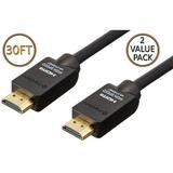 Sanoxy High Performance Gold Plated HDMI to HDMI 30 ft. Cable for 4K TV- PS3- PS4 & Xbox - 2X Value Pack
