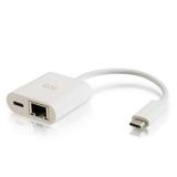 C2G USB C Ethernet Adapter with Power - White
