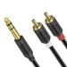 J&D Gold Plated 6.35mm 1/4 inch Male to 2 RCA Male Stereo Audio Adapter 1/4 to RCA Cable 6 ft