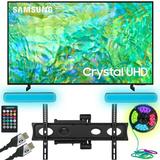 Samsung UN65CU8000 65 inch Crystal UHD 4K Smart TV (2023) Bundle with Monster TV Full Motion Wall Mount for 32 -70 with 6 Piece Sound Reactive Lighting Kit
