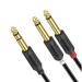 J&D 6.35mm TRS Male to Dual 6.35mm TS Male Gold Plated Stereo Audio TS TRS Cable 15 ft