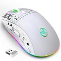 UHUYA Wireless Mouse 2.4GHz Bluetooth Wireless Mouse Gaming Mouse 3 Mode RGB Backlight Wireless Optical USB Gaming Mouse 3600DPI Rechargeable Mute Mice White