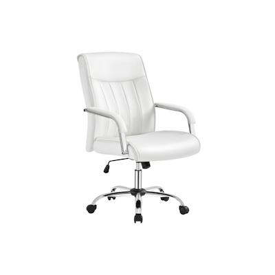 Yaheetech Chefsessel Bürostuhl Ergonomischer Schreibtischstuhl, Drehstuhl aus Kunstleder, höhenverstellbar Office Stuhl, bis 136 kg belastbar Weiß Image