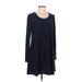 Sugar Lips Casual Dress - Mini Scoop Neck Long sleeves: Blue Solid Dresses - Women's Size Large