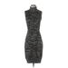Calvin Klein Casual Dress Turtleneck Sleeveless: Black Print Dresses - Women's Size P