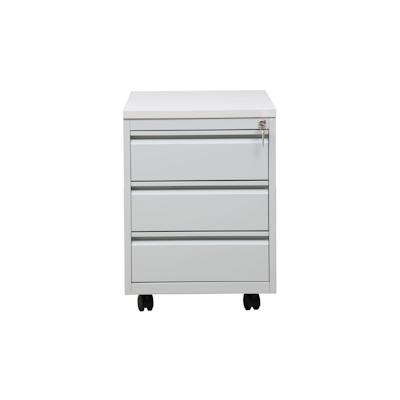 PROREGAL Rollcontainer Fox | 3 Schubladen | Schwanenhalsgriff | HxBxT 62x46x79 cm | Holzabdeckplatte | Grau Image