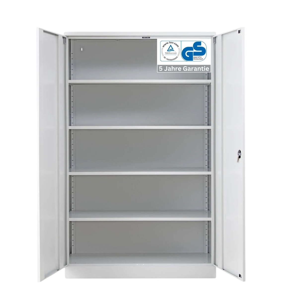 PROREGAL Stahlschrank BEE mit 4 lackierten Fachböden | HxBxT 195x120x50cm | Lichtgrau-Lichtgrau | Werkstattschrank Werkzeugschrank Aktenschrank Image