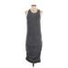 Sundry Casual Dress - Midi Scoop Neck Sleeveless: Gray Solid Dresses - Women's Size Small