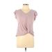 Nine Britton Active T-Shirt: Pink Print Activewear - Women's Size Medium Petite