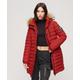 Superdry Women's Fuji Hooded Mid Length Puffer Coat Red / Varsity Red - Size: 16