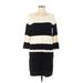 AB Studio Casual Dress - Shift Scoop Neck Long sleeves: Black Color Block Dresses - Women's Size Large