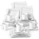 MALAC.co.jp Amparo-Service de vaisselle en porcelaine blanche 30/60 pièces pour 6/12 personnes