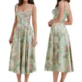 Robe trapèze florale coupe basse vintage pour femmes vêtements d'été chic et élégant bustier