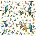 Autocollants muraux d'oiseaux et papillons multicolores stickers muraux pour porte et fenêtre en