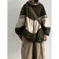 QWEEK Y2K Gorpcore Hooded Jacket Women Japanese Style Vintage Quick Dry Green Outerwear Oversized