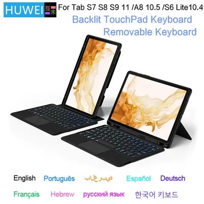 Magic Keyboard Case For Samsung Galaxy Tab S8 S7 11 A8 10.5 S6 Lite 10.4 S9 S10 FE 10.9 Tablet Backlit Touch Pad Protective Case