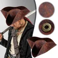 Faux Leather Pirate Hat Captain Hat Brown for Adult Men Women Cosplay Costume Accessories Exquisite