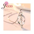 New Fashion Box Chain Pendant Necklace With Pearls Charming 925 Sterling Silver Women Wedding Choker