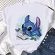 Disney Kawaii Lilo Stitch Funny Cartoon T Shirt Women Stitch Cute Manga T-shirt Y2k Graphic Tshirt