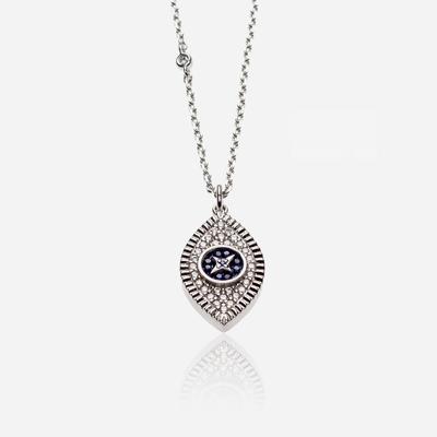 Evil Eye Silver Pendant Necklace With Diamonds