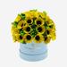 Classic Light Blue Suede Box | Sunflowers & Green Hydrangeas