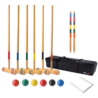 GSE™ Deluxe 6-Player Player Croquet Set with 6 Mallets & Croquet Balls, 9 Wickets, 2 Stakes and a Carrying Case - Croquet Set