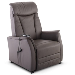 Fernsehsessel mit Aufstehhilfe, Relaxsessel mit Liegefunktion/Sitzheizung, Leder/Kunstleder, 2 Motoren, Dunkelbraun, Raburg Emma Eos 2