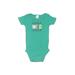 Carter's Short Sleeve Onesie: Green Bottoms - Size 9 Month