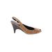 Donald J Pliner Heels: Brown Print Shoes - Women's Size 8 1/2 - Almond Toe