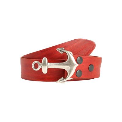 Ledergürtel, Damen, Gr. 80, rot, Leder, RETTUNGSRING BY SHOWROOM 019, unifarben, casual,modisch, Gürtel, mit austauschbarer Schließe »Anker SO19« Image