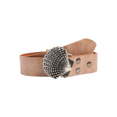 Ledergürtel, Damen, Gr. 110, beige (natur), Leder, RETTUNGSRING BY SHOWROOM 019, unifarben, casual,modisch, Gürtel, mit austauschbarer Schließe »Muschel Nieten« Image